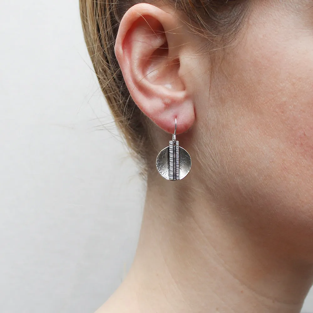 Small Dished Disc with Patterned Rectangle Wire Earring