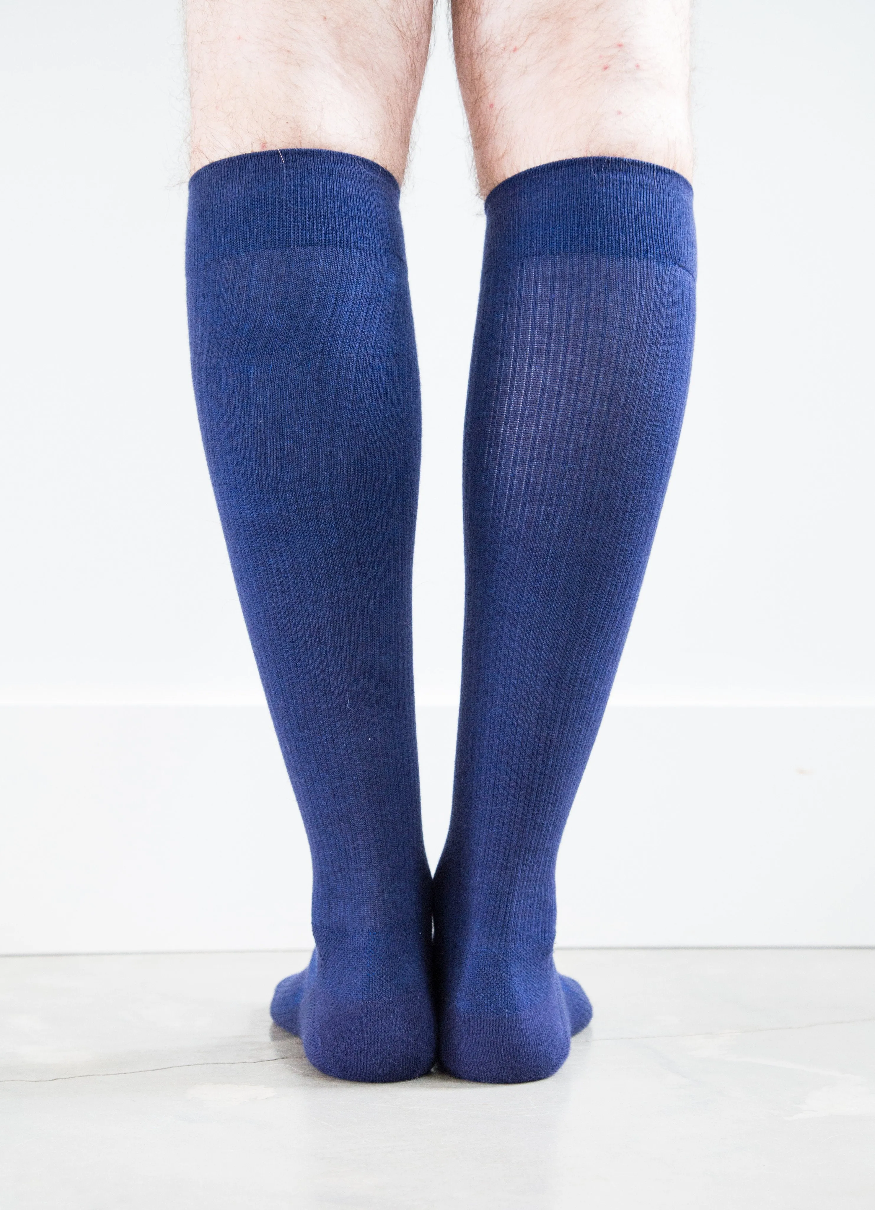 Solid Navy Cotton Socks - Men's Medical