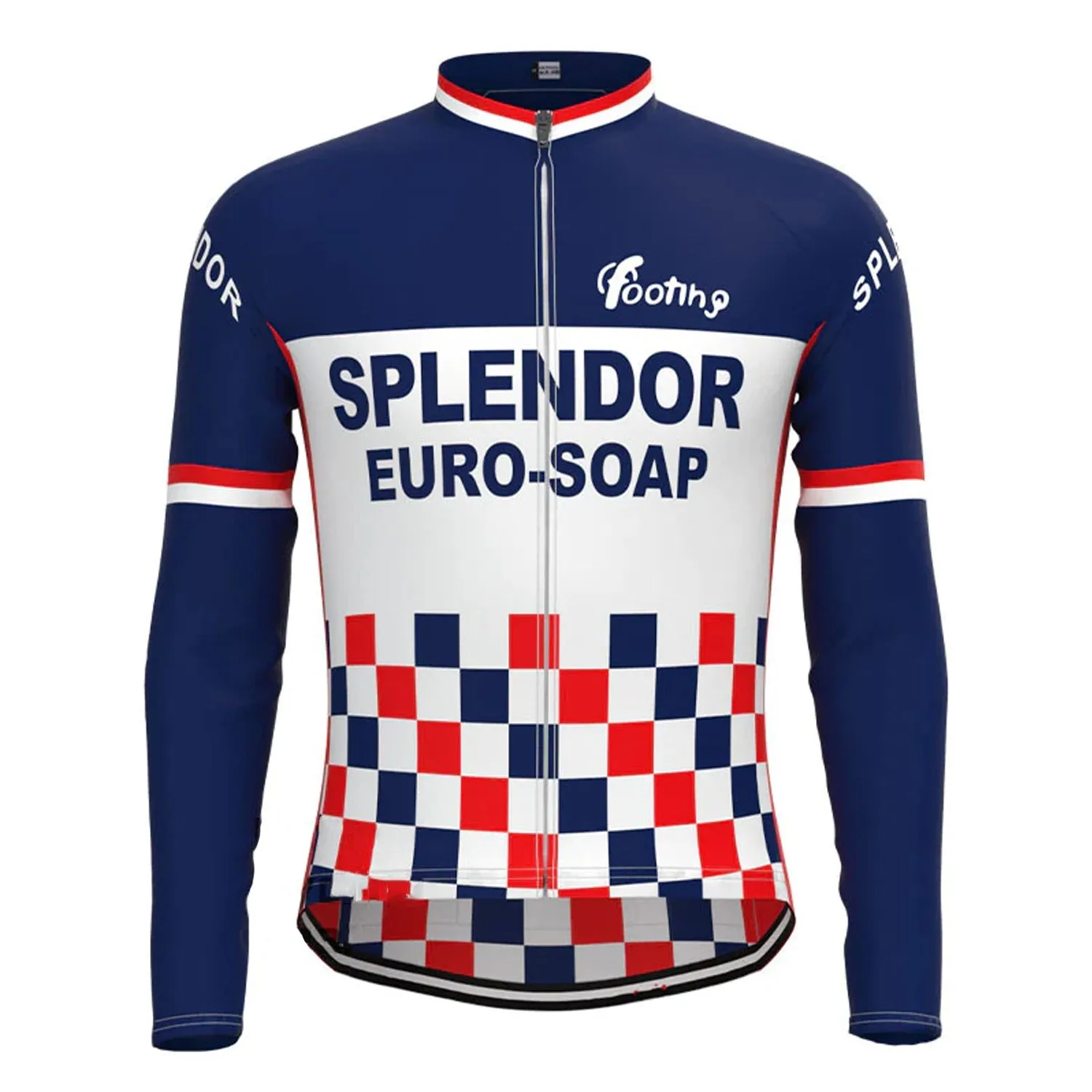 SPLENDOR Navy Vintage Long Sleeve Cycling Jersey Top