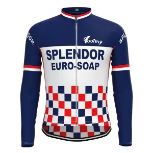 SPLENDOR Navy Vintage Long Sleeve Cycling Jersey Top