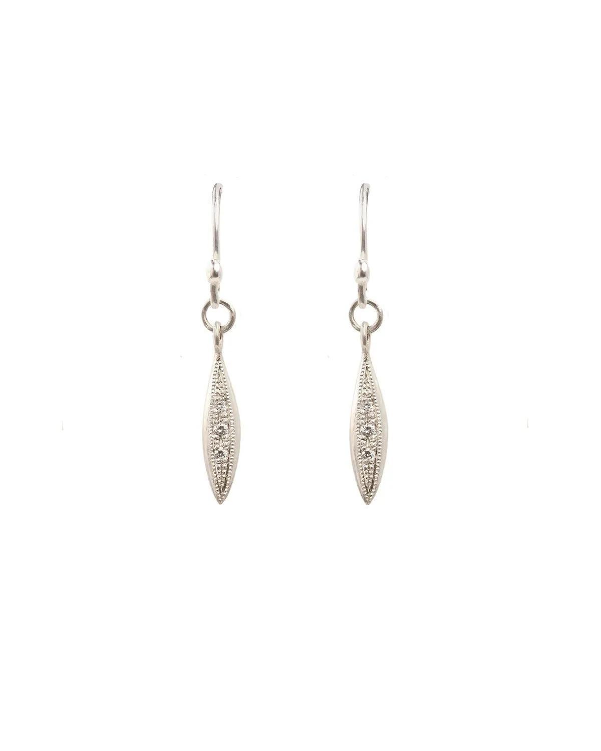 Sterling Silver Modern Triple Diamond Peak Drop Earrings
