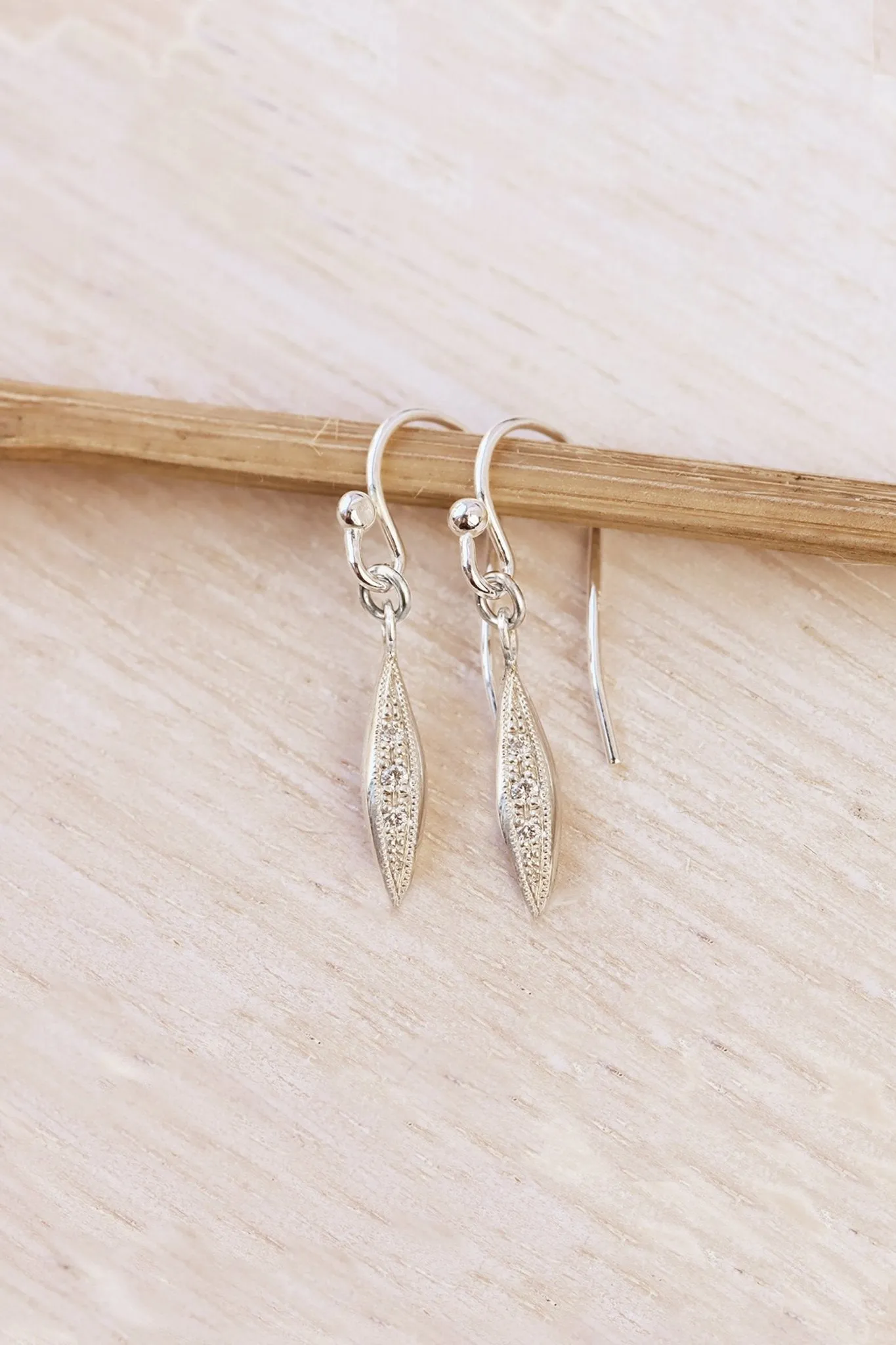 Sterling Silver Modern Triple Diamond Peak Drop Earrings
