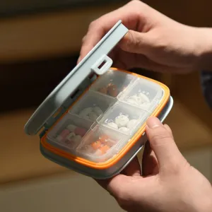 SUNFICON Daily Pill Box Organizer Container Portable Travel Medicine Pill Case Vitamin Arthritis Medication Storage Box for Purse Removable Adjustable Waterproof Dust Proof 6 Compartments White