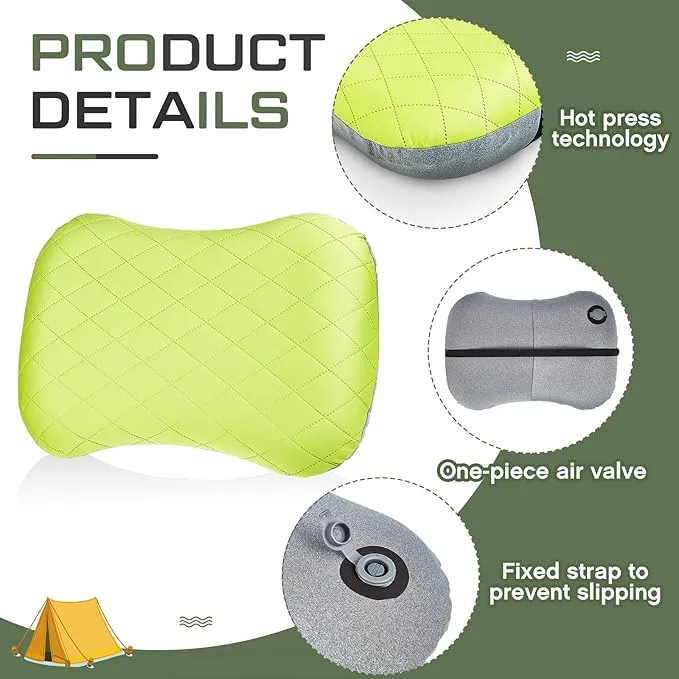 Suzile 4 Pcs Camping Pillows with Removable Cover Sleeping Lightweight Inflatable Pillows Washable Backpacking Pillow with 4 Pcs Carry Bags for Neck Lumbar Support Camping Hiking Backpacking Travel