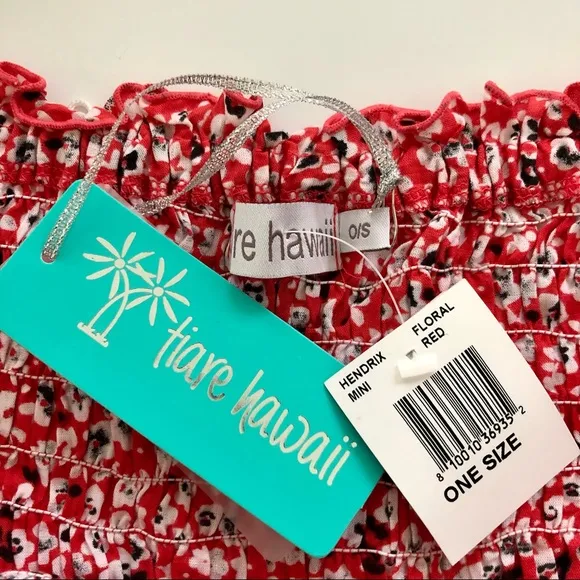 Tiare Hawaii Hendrix Red Floral Smocked Mini Dress NWT