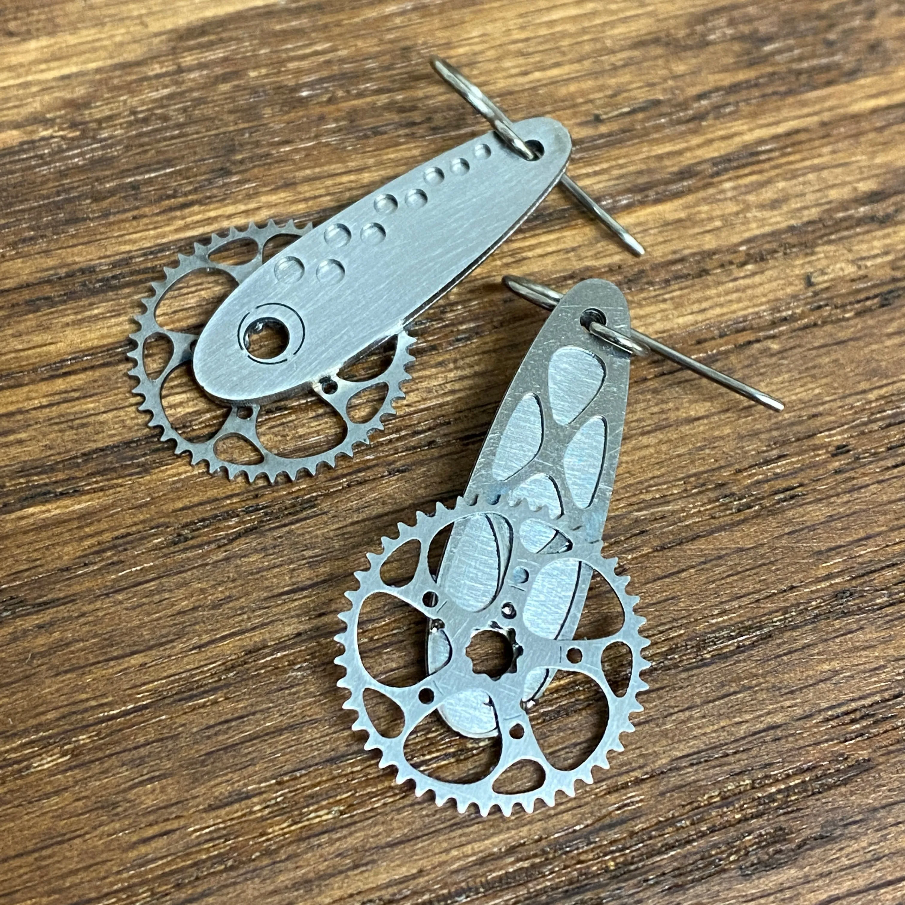Titanium Boone Cranx! (with Chainring) Earrings