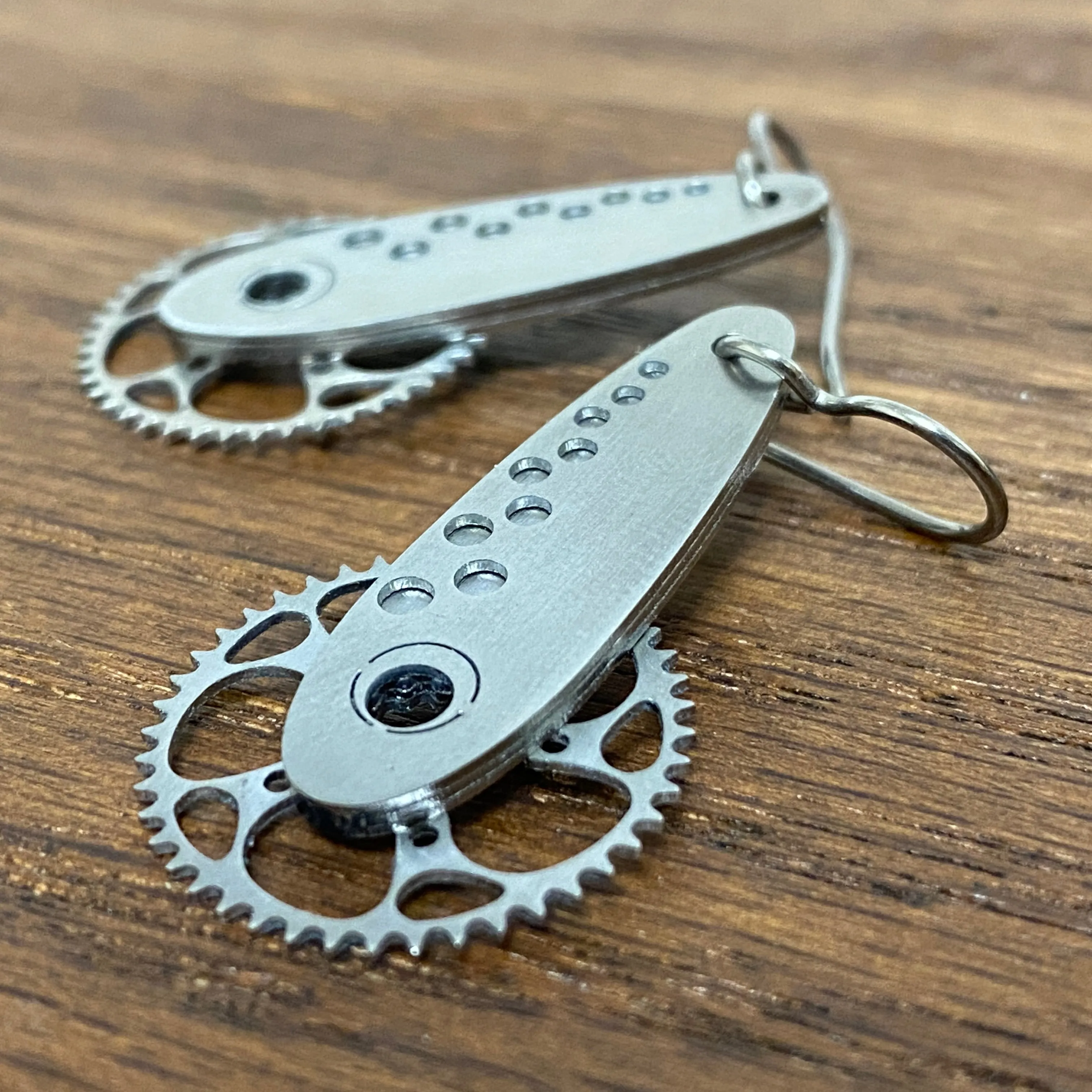 Titanium Boone Cranx! (with Chainring) Earrings
