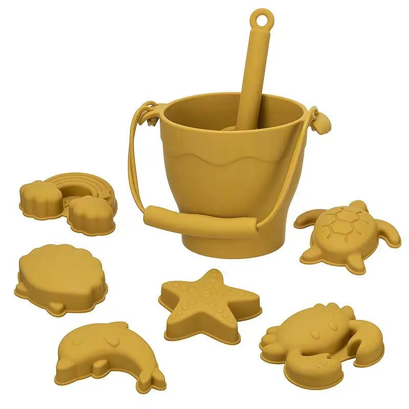 ToysLink - 8 pcs Silicone Beach Basket Play Set