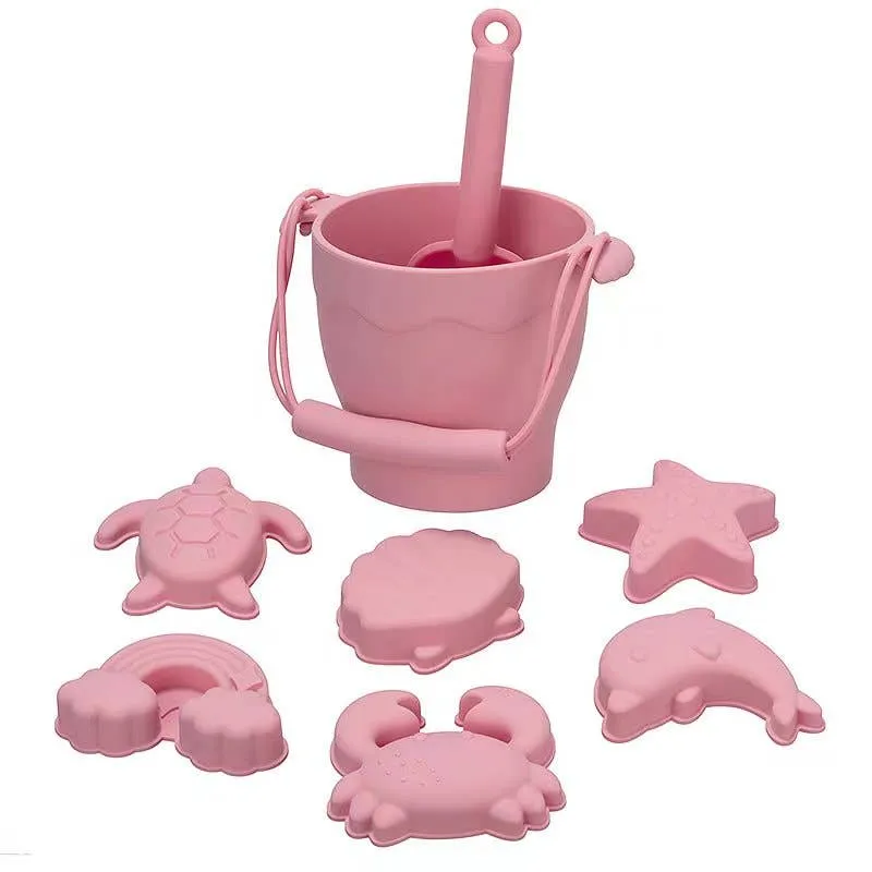 ToysLink - 8 pcs Silicone Beach Basket Play Set