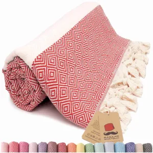 Turkish Beach Towel, Diamond Turkish Towels - Red