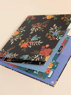 U Brands 1" Midnight Blossoms Binder w/5 Tab Dividers,Labels