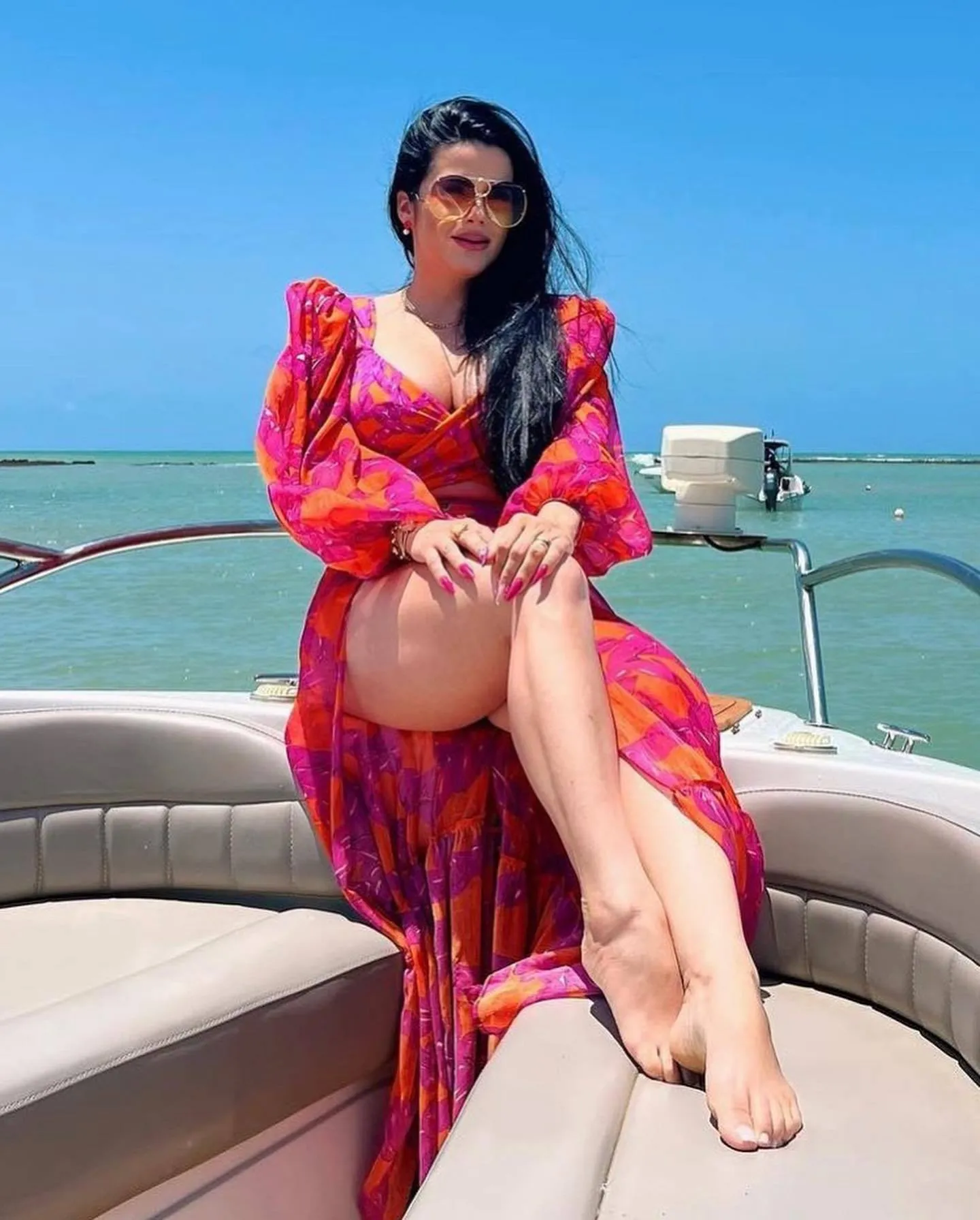 Vibrant Ruffle Bikini and Flowing Maxi Skirt Beach Set