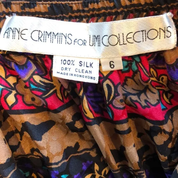 Vintage 100% silk patterned skirt and blouse