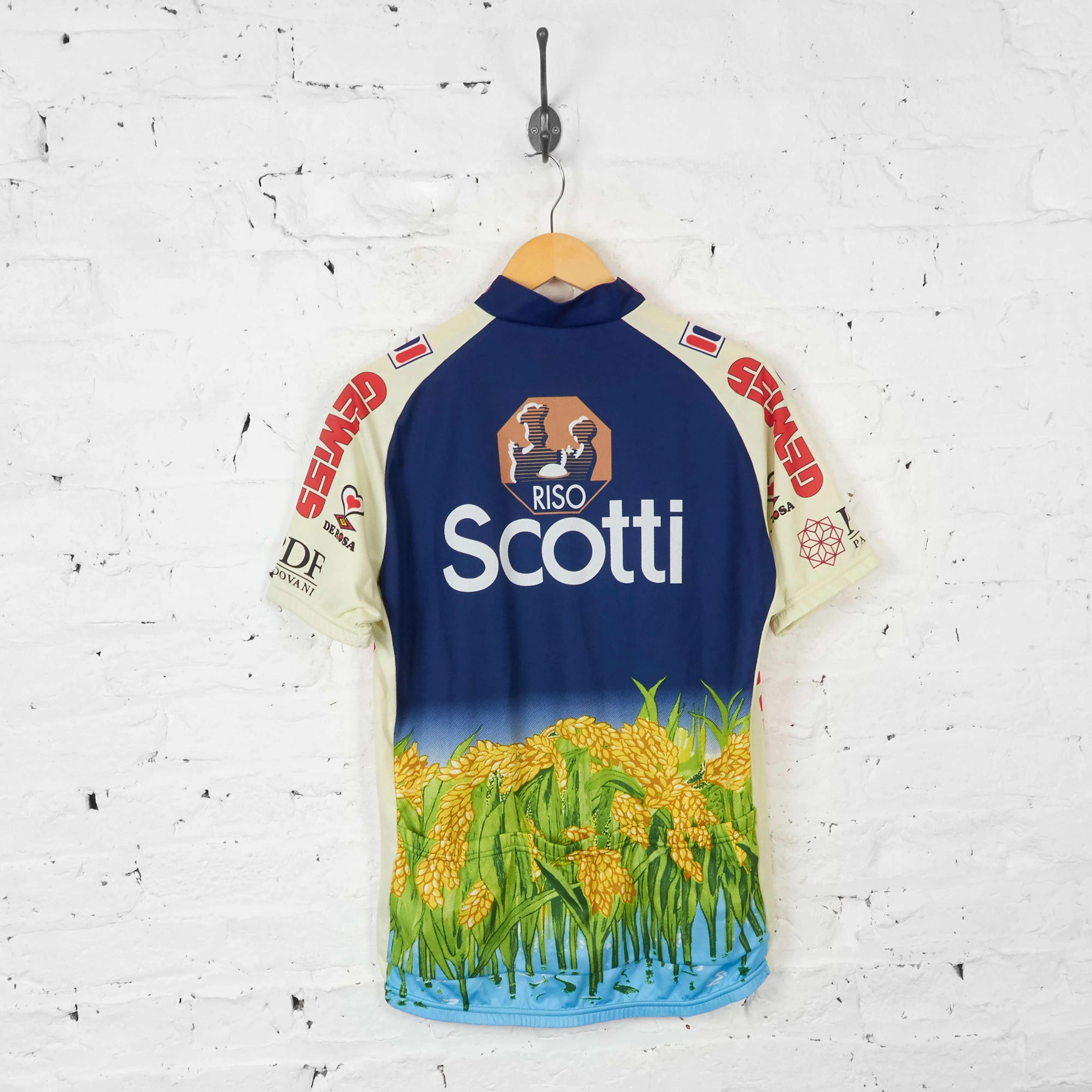 Vintage Fila Riso Scotti Cycling Jersey - Blue - L