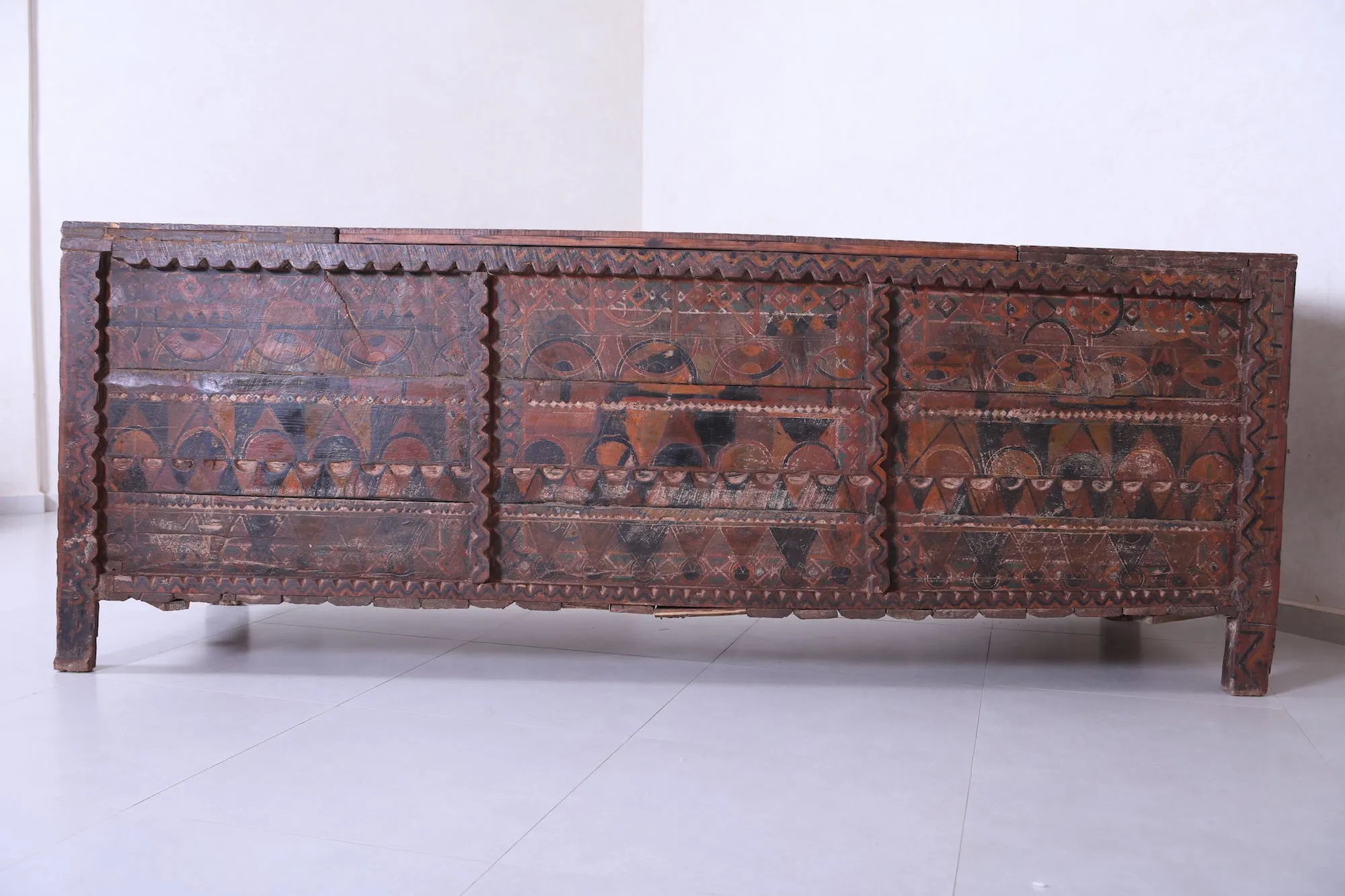 Vintage Moroccan chest H 3.1 FT x W 8.3 FT x D 2.6 FT