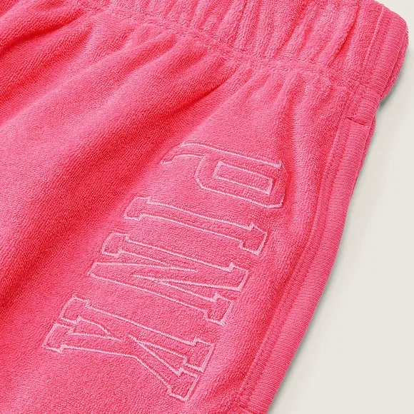 VS VICTORIAS SECRET PINK BEACH TERRY VARSITY SHORT CAPRI PINK XXL