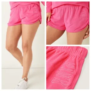 VS VICTORIAS SECRET PINK BEACH TERRY VARSITY SHORT CAPRI PINK XXL