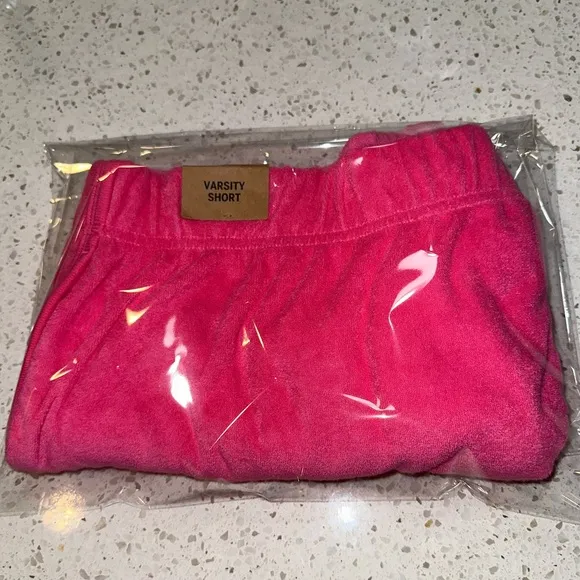 VS VICTORIAS SECRET PINK BEACH TERRY VARSITY SHORT CAPRI PINK XXL