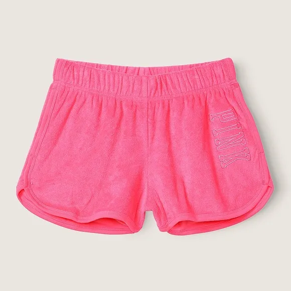 VS VICTORIAS SECRET PINK BEACH TERRY VARSITY SHORT CAPRI PINK XXL