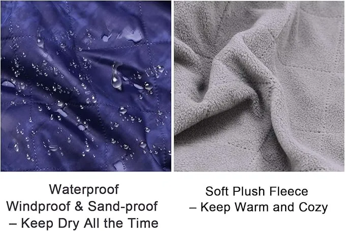 Waterproof Warm Fleece Outdoor Blanket Extra Large Lightweight Portable with Carry Bag for Stadium, Picnic, Camping, Beach, Dogs, Sofa