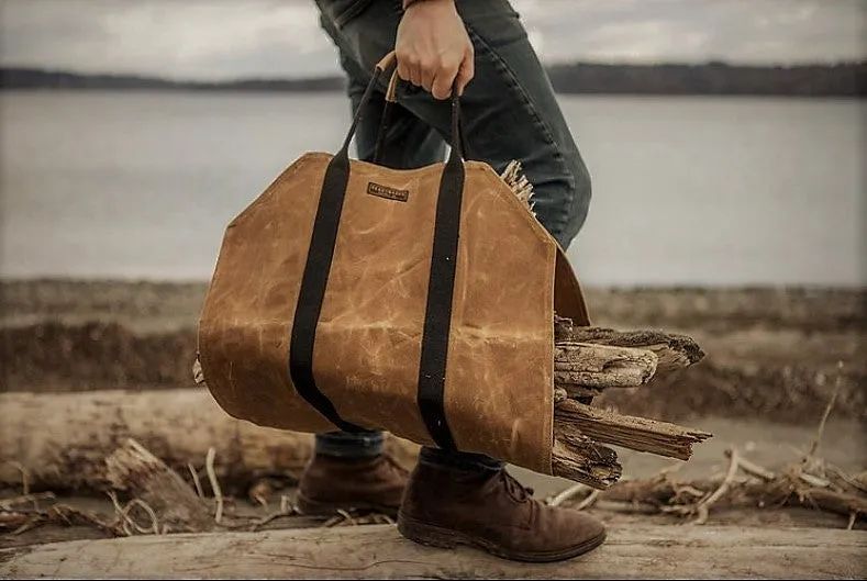 Waxed Canvas Firewood Carrier