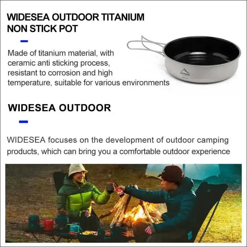 Widesea titanium cookware set - outdoor cooking pot & frying pan picnic kitchen for camping,