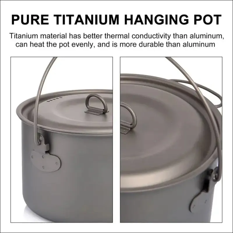 Widesea titanium cookware set - outdoor cooking pot & frying pan picnic kitchen for camping,