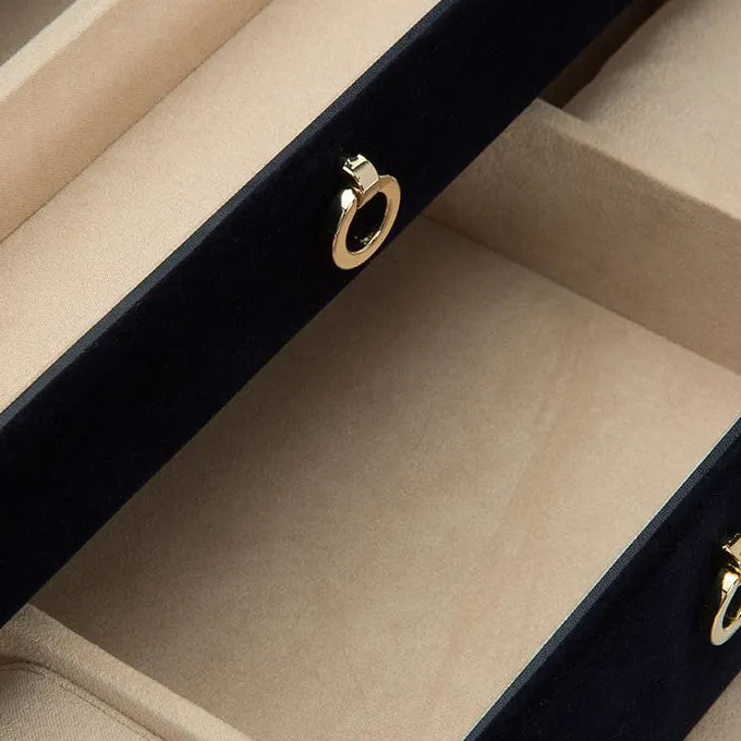 WOLF Medium Velvet Embroidered Jewelry Box in Indigo