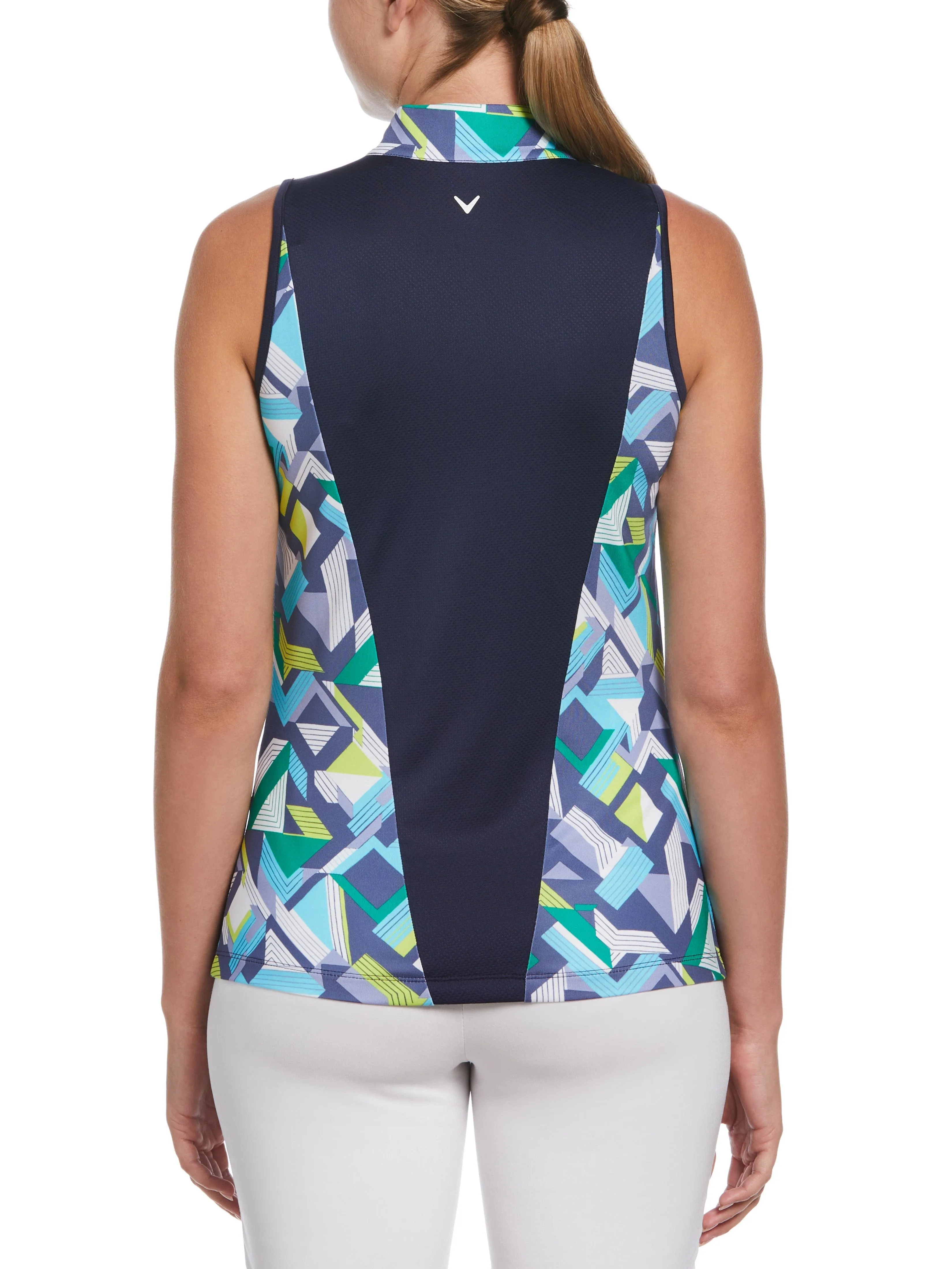Womens Colliding Chevron Geo Print Golf Shirt