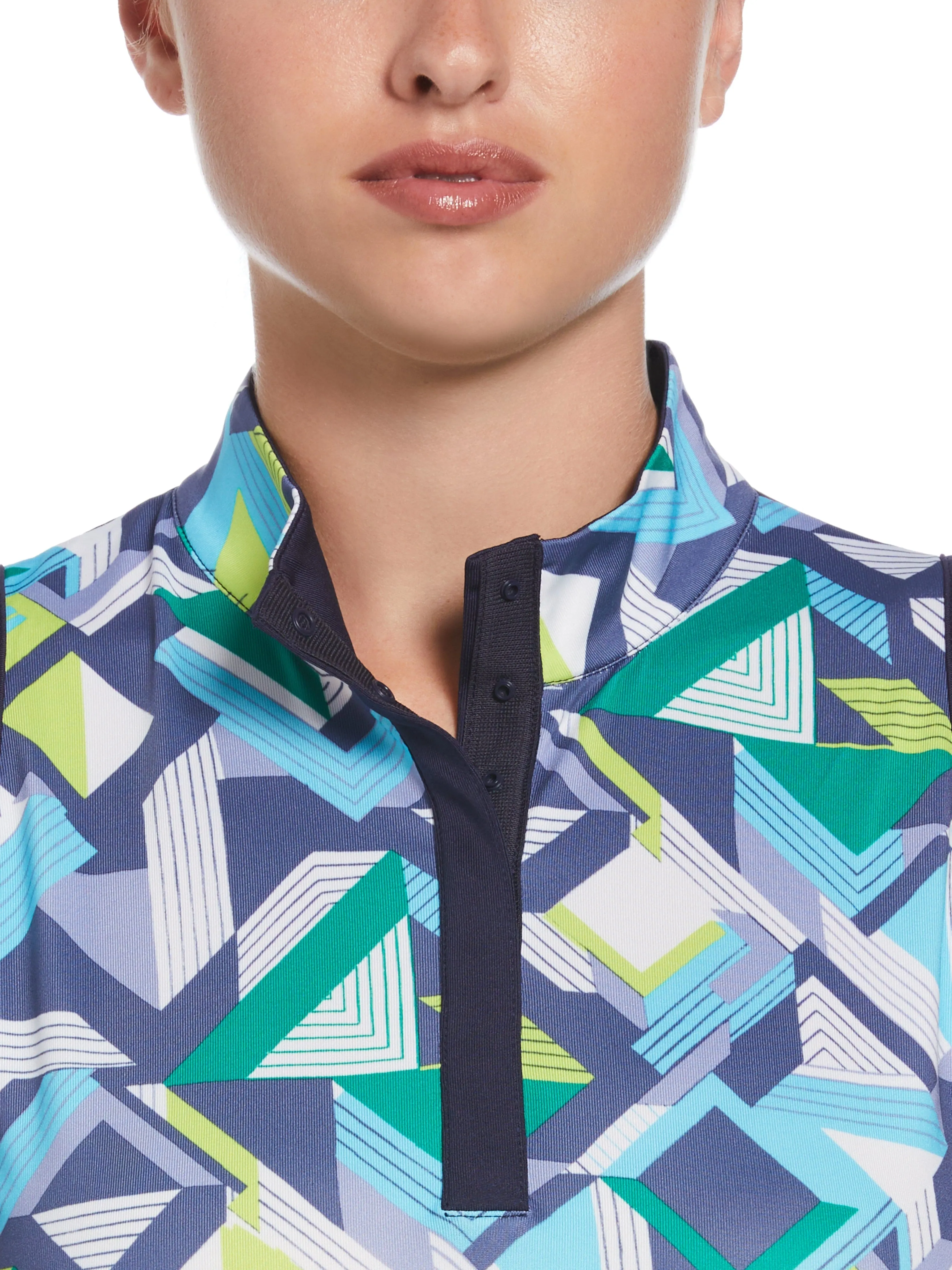 Womens Colliding Chevron Geo Print Golf Shirt