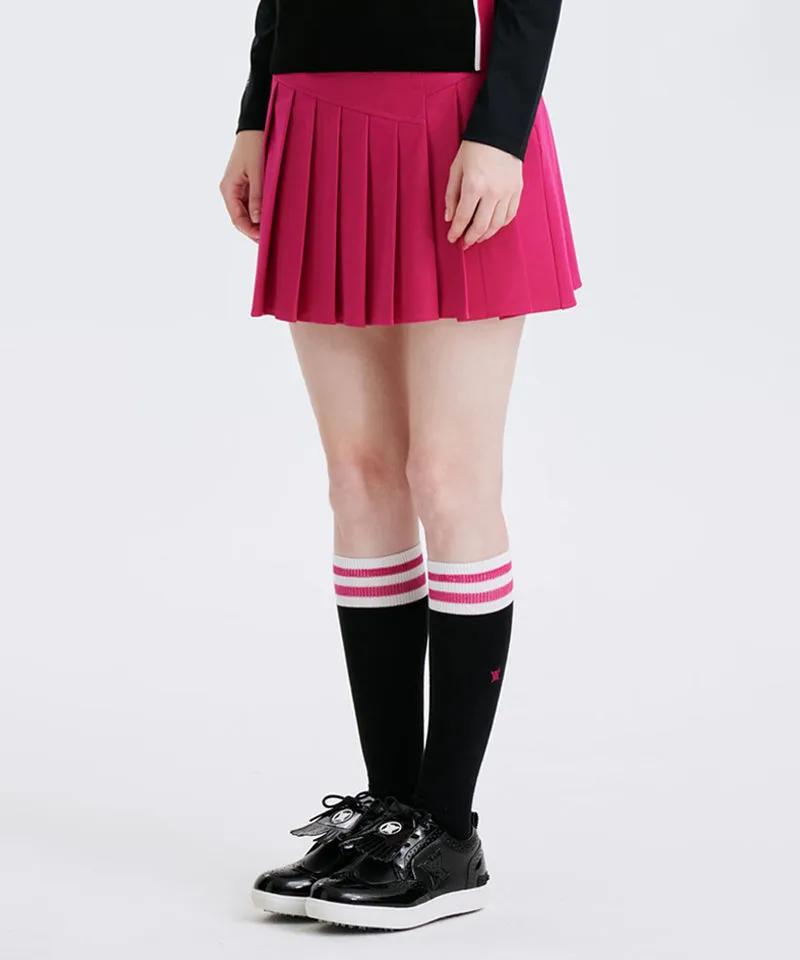 Women's Two Line Points Knee Socks - Black