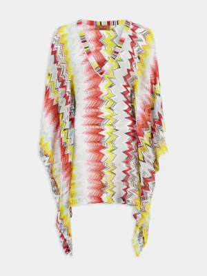 Zigzag-Patterned Woven Beach Cover-Up