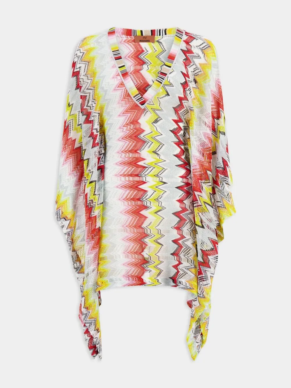 Zigzag-Patterned Woven Beach Cover-Up